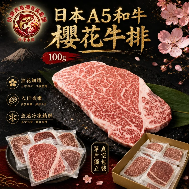 【快樂買官網】日本A5和牛櫻花牛排 100g